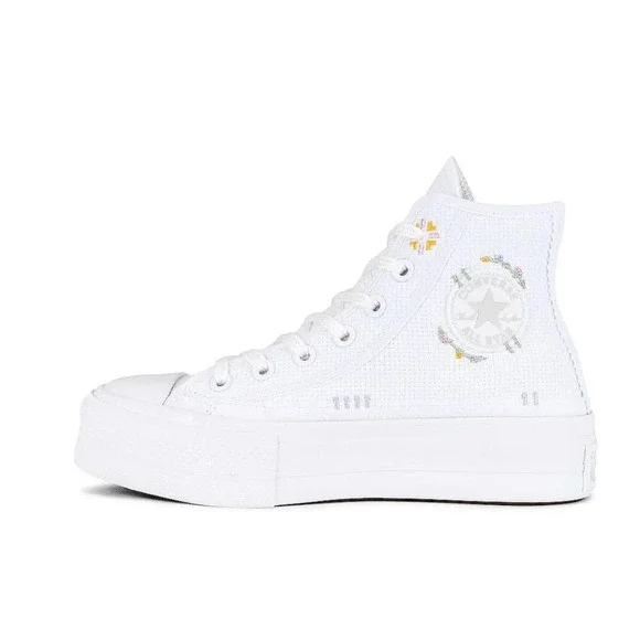 Converse Chuck Taylor All Star Lift Embroidery Hightop Platform Sneakers Sz 10.5 - Picture 4 of 16
